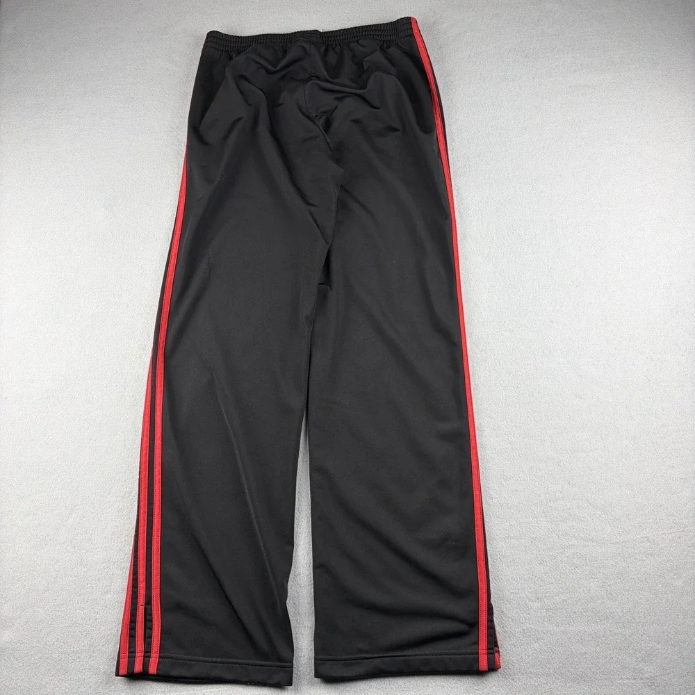 Vintage 2001 adidas 3 Stripe Track Pants Men's Medium Black Red Y2K Wide Leg